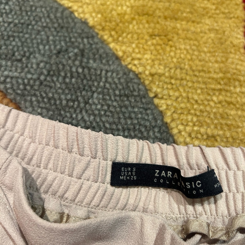 NWOT Zara Beige Lightweight Thin Drawstring Pants High Rise Ankle Women’s Small - Picture 4 of 6